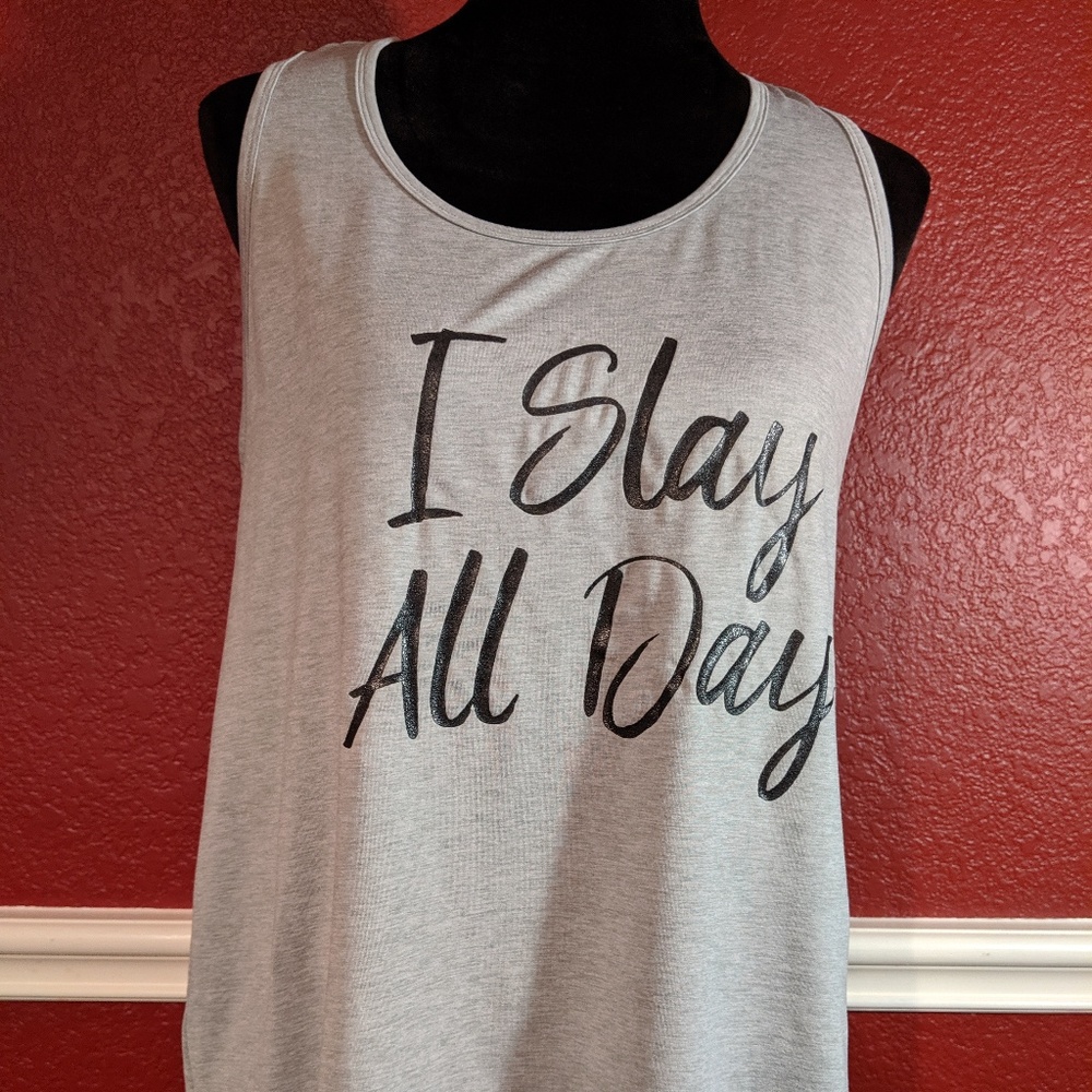 Champion Raserback Tanktop. Lrg. "I Slay All Day"